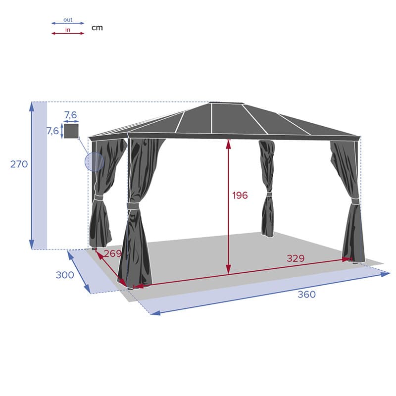 Cenador Belize Grafito - Vista 4