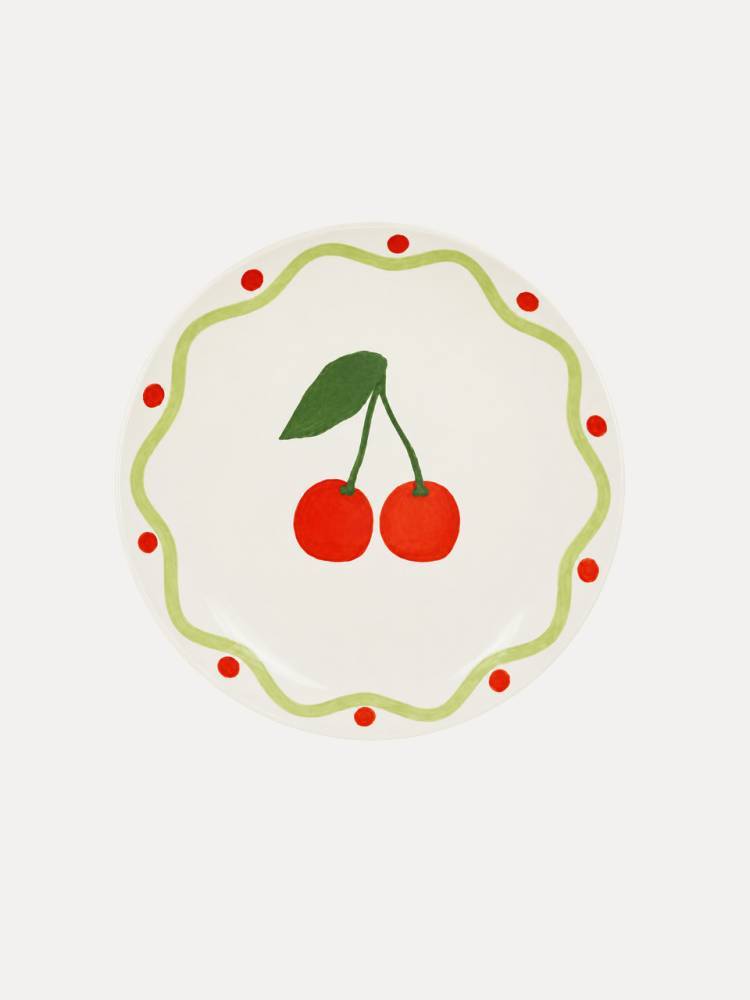 Plato Postre Cerezas